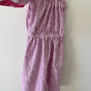 Floral Textured Pink Jumpsuit / beach cover up